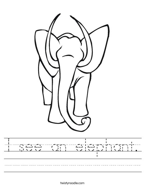 Elephant with Tusks Worksheet