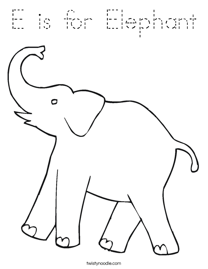 E is for Elephant Coloring Page