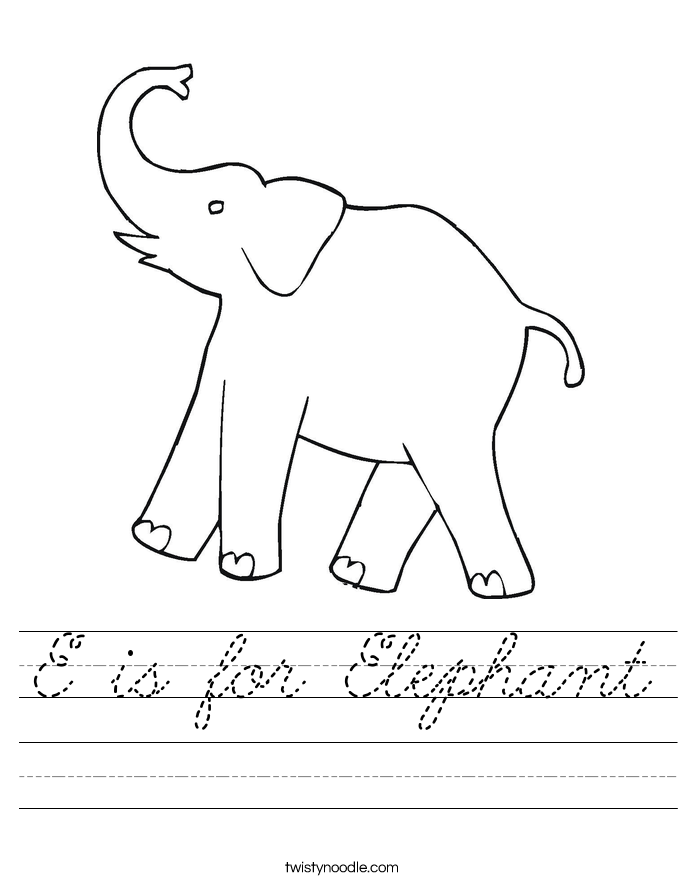 E is for Elephant Worksheet
