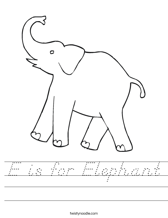 E is for Elephant Worksheet