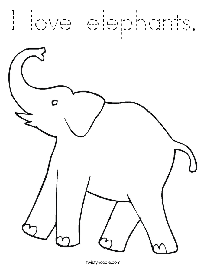 I love elephants. Coloring Page