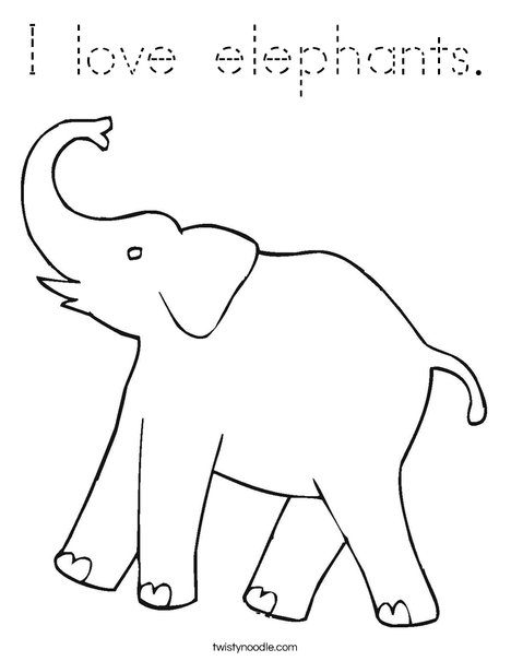 I Love Elephants Coloring Page