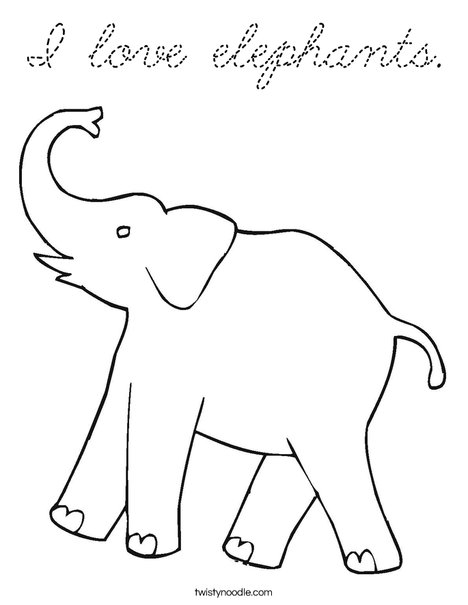 I Love Elephants Coloring Page