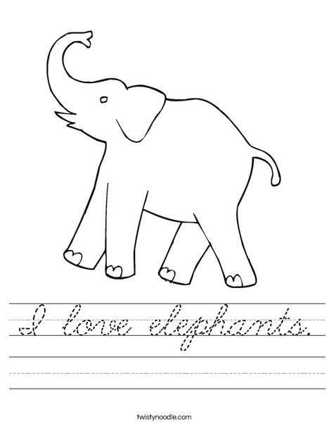 I Love Elephants Worksheet