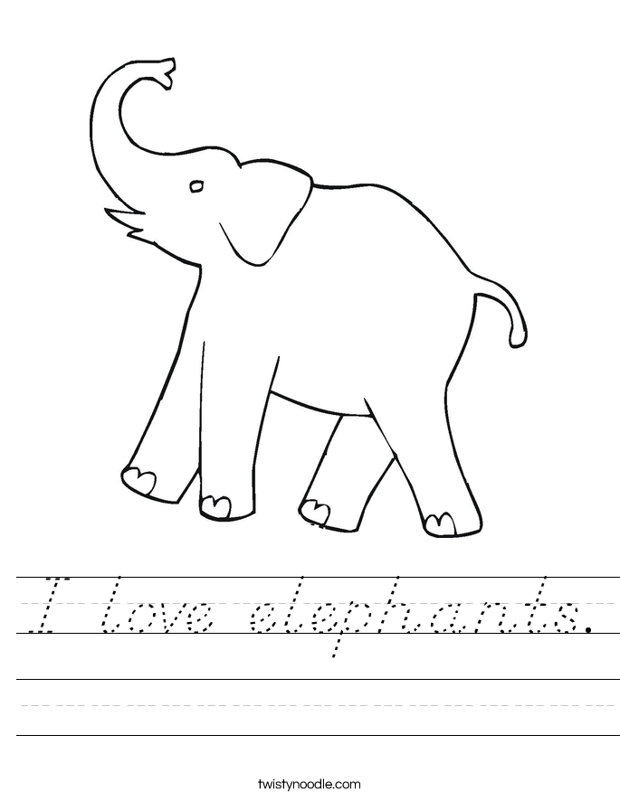 I love elephants. Worksheet