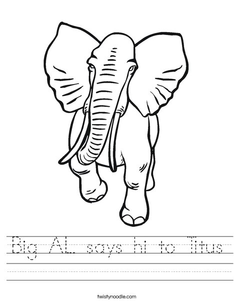 Big Elephant Worksheet