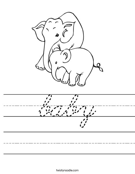 Elephant Mom and Baby Worksheet