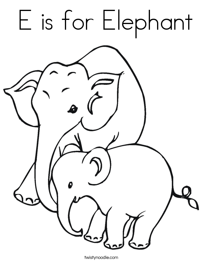  E is for Elephant Coloring Page