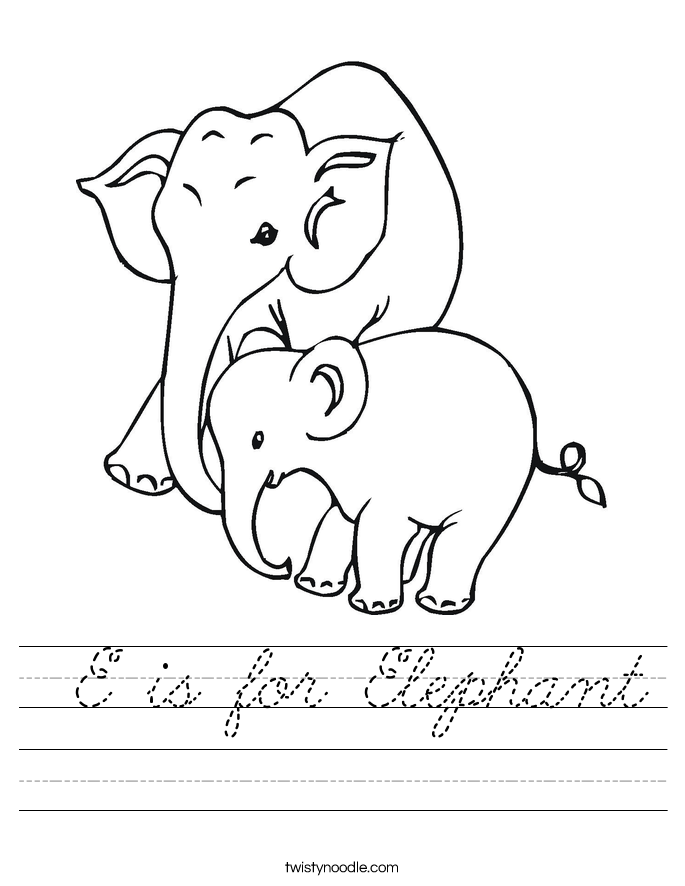  E is for Elephant Worksheet