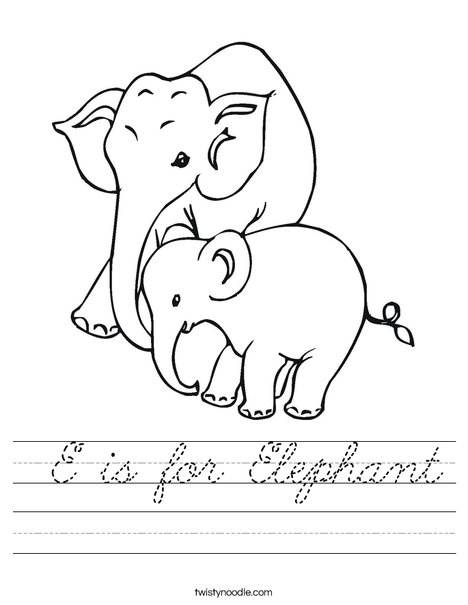 Elephant Mom and Baby Worksheet
