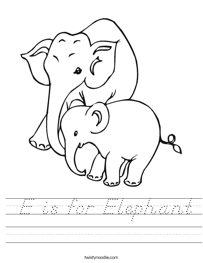  E is for Elephant Worksheet