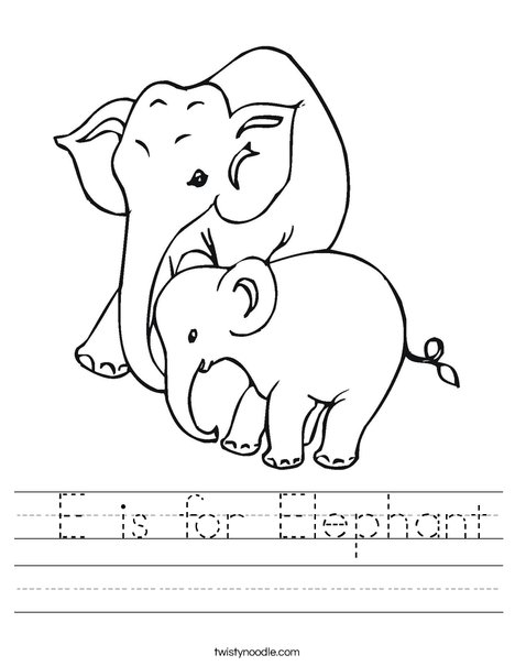 Elephant Mom and Baby Worksheet