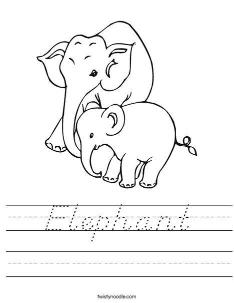 Elephant Mom and Baby Worksheet