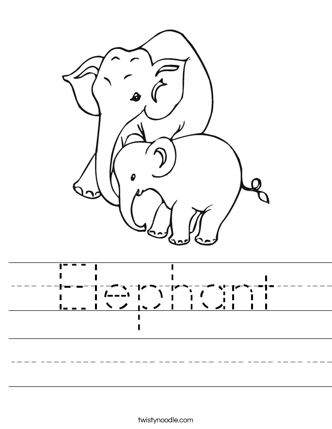 Elephant Worksheet - Twisty Noodle