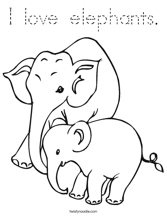 I love elephants. Coloring Page