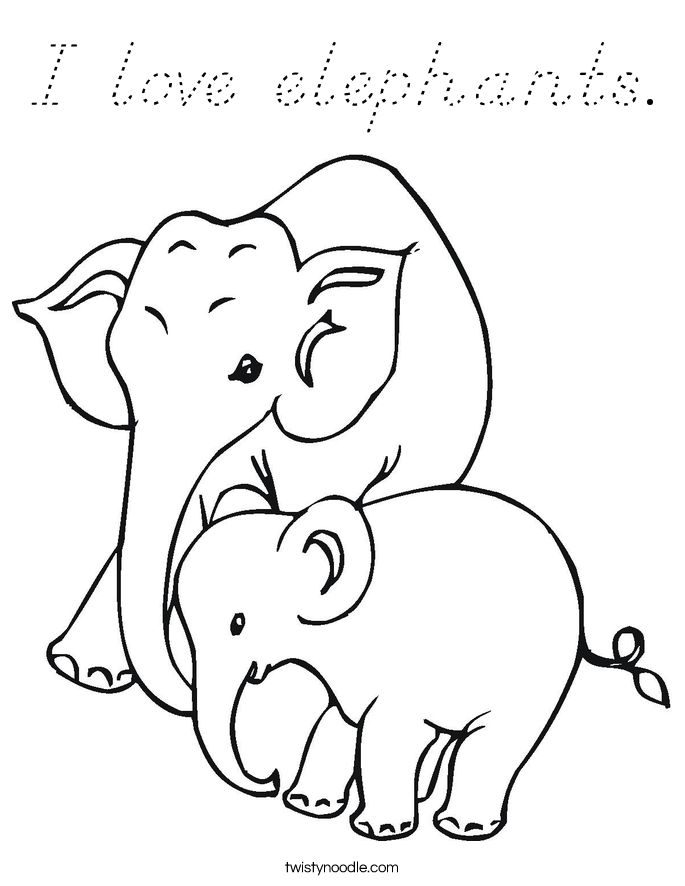 I love elephants. Coloring Page