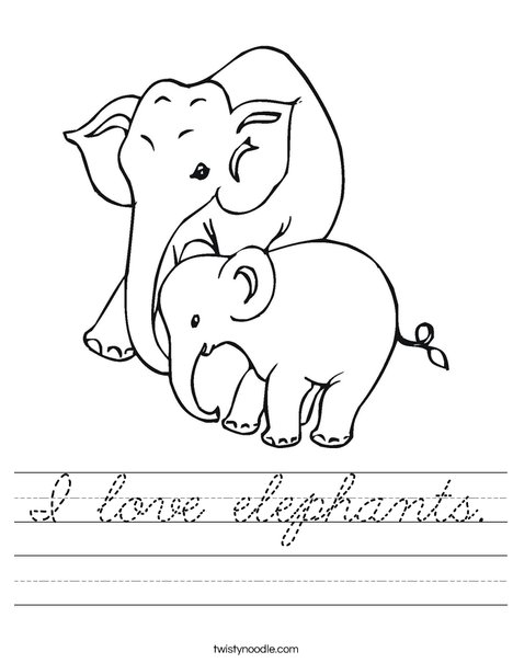 Elephant Mom and Baby Worksheet