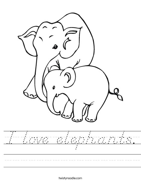 Elephant Mom and Baby Worksheet