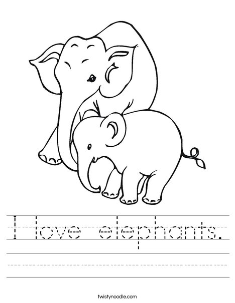 Elephant Mom and Baby Worksheet