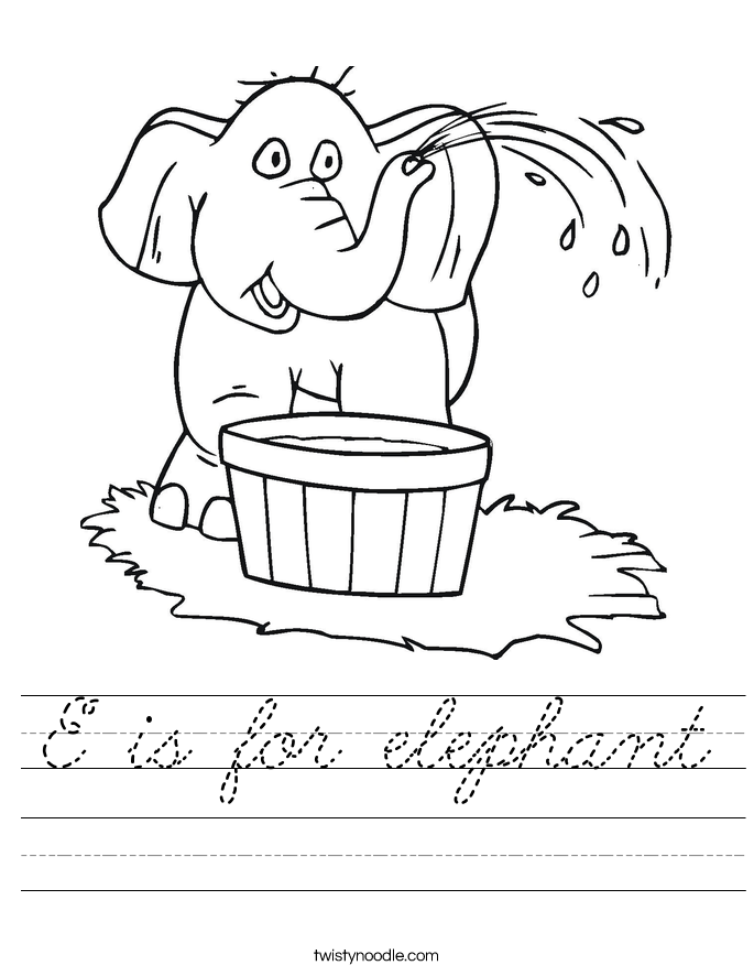 E is for elephant Worksheet