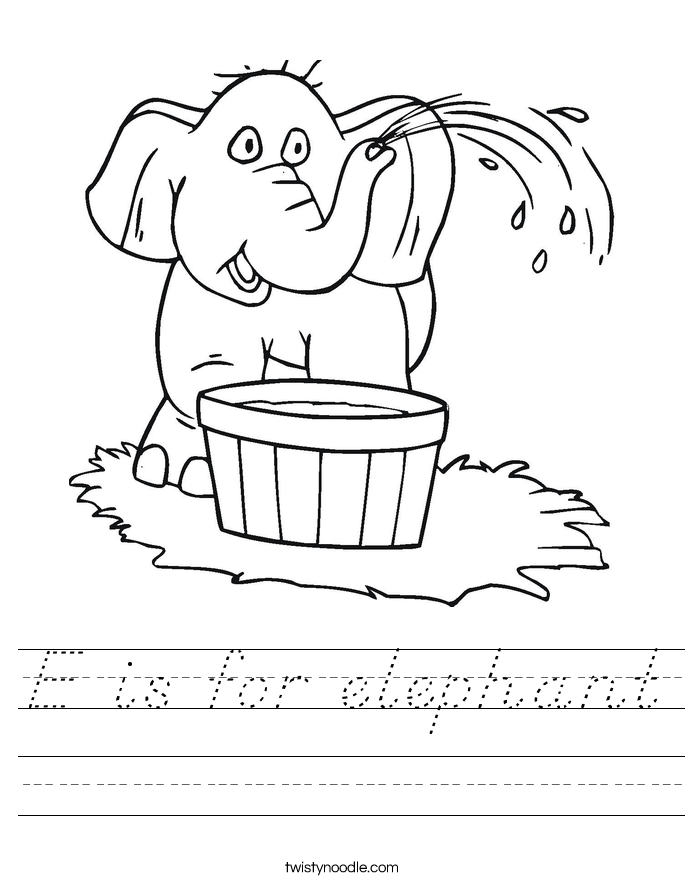 E is for elephant Worksheet