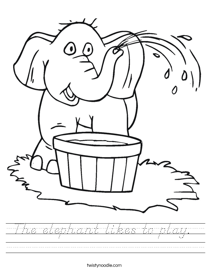 The elephant likes to play.  Worksheet