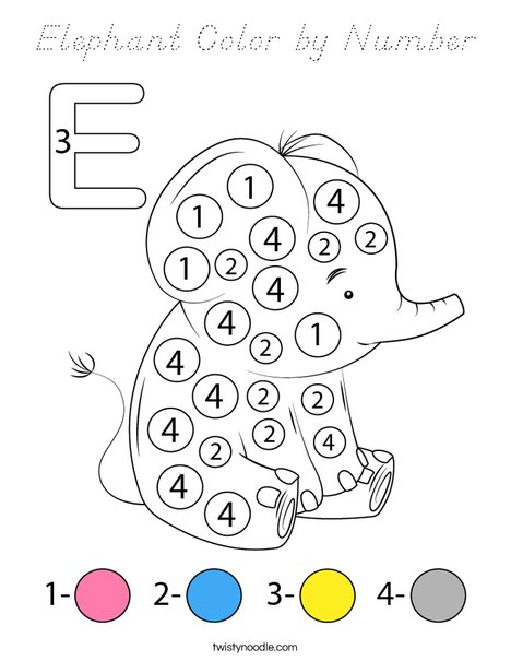 Elephant Color by Number Coloring Page