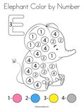 Elephant Color by Number Coloring Page