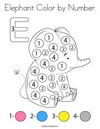 Elephant Color by Number Coloring Page