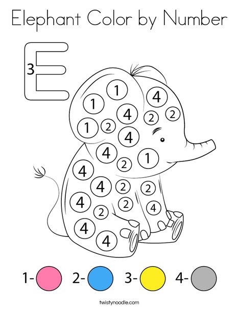 Elephant Color by Number Coloring Page