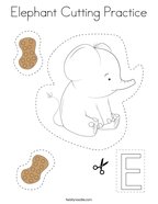 Elephant Cutting Practice Coloring Page