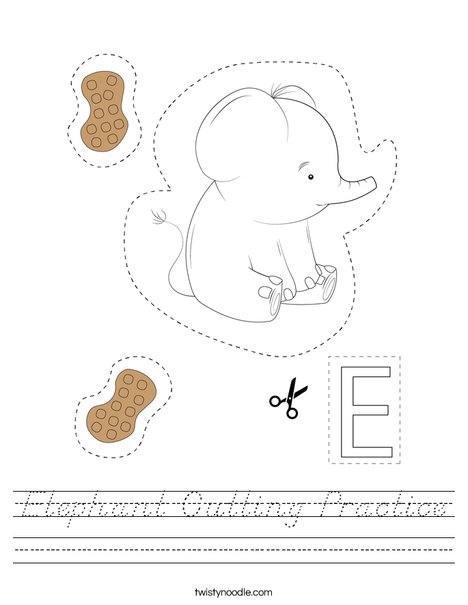 Elephant Cutting Practice Worksheet