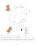 Elephant Cutting Practice Handwriting Sheet