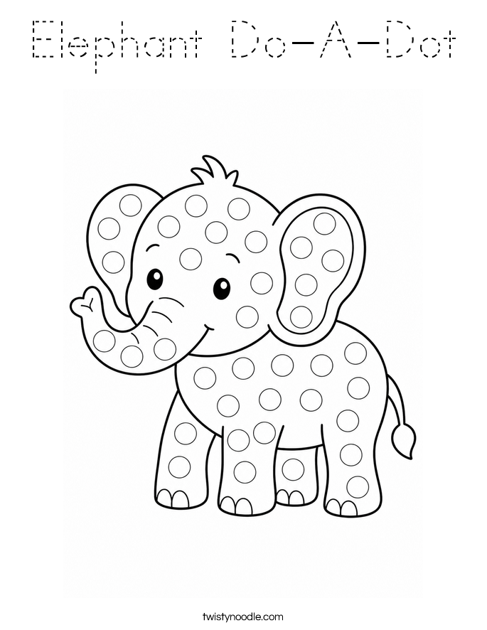 Elephant Do-A-Dot Coloring Page