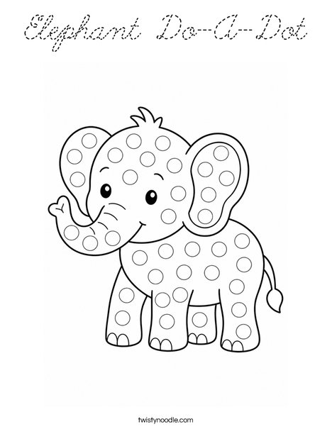 Elephant Do-A-Dot Coloring Page