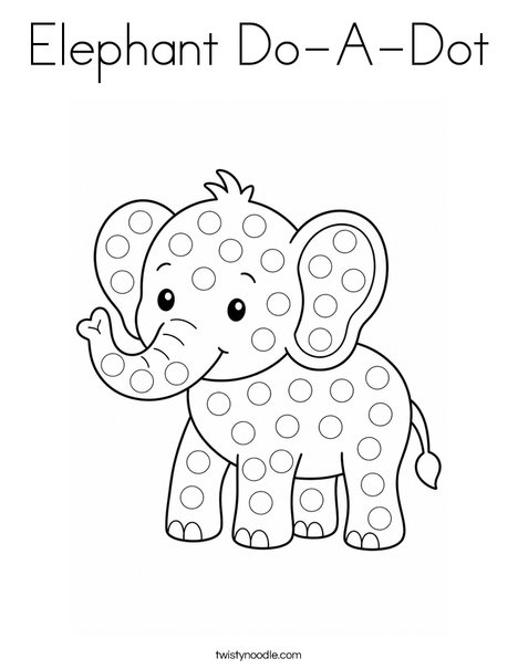 Elephant Do-A-Dot Coloring Page