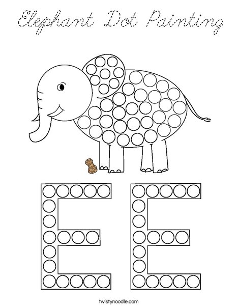 Elephant Dot Painting Coloring Page