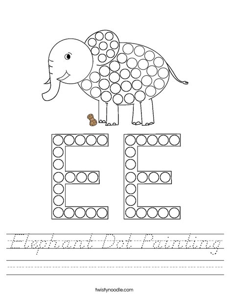 Elephant Dot Painting Worksheet