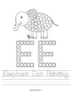 Elephant Dot Painting Handwriting Sheet