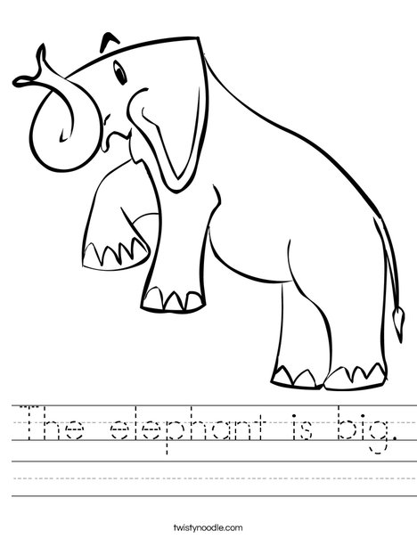 The elephant is big Worksheet - Twisty Noodle