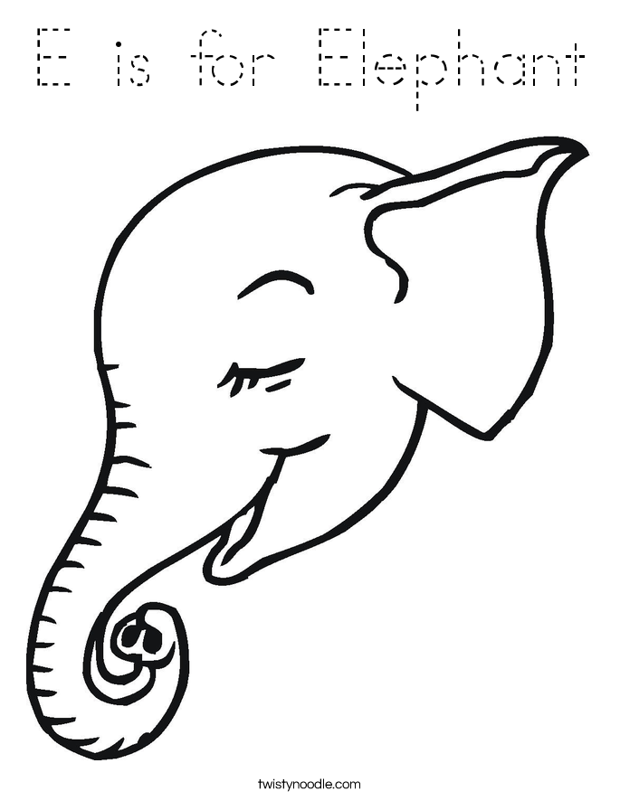 E is for Elephant Coloring Page