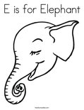 E is for Elephant Coloring Page