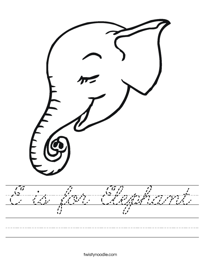 E is for Elephant Worksheet