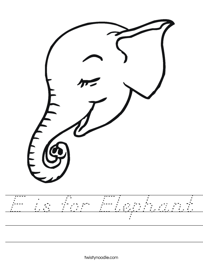 E is for Elephant Worksheet