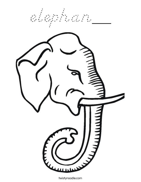 Elephant Head with Tusks Coloring Page