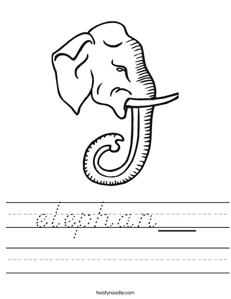 Elephant Head with Tusks Worksheet