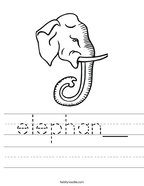 elephan__ Handwriting Sheet