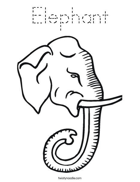 Elephant Head with Tusks Coloring Page
