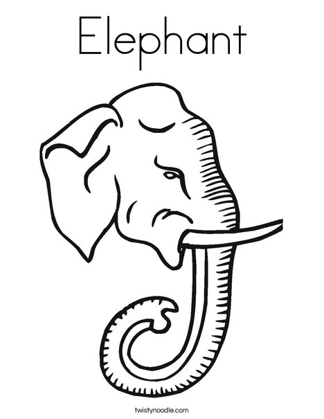Elephant Head with Tusks Coloring Page