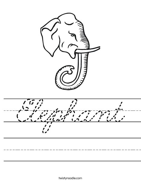 Elephant Head with Tusks Worksheet